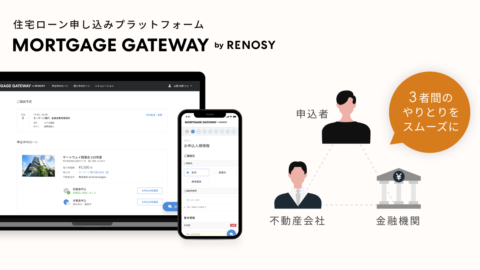 住宅ローン申し込みプラットフォーム MORTGAGE GATEWAY by RENOSY