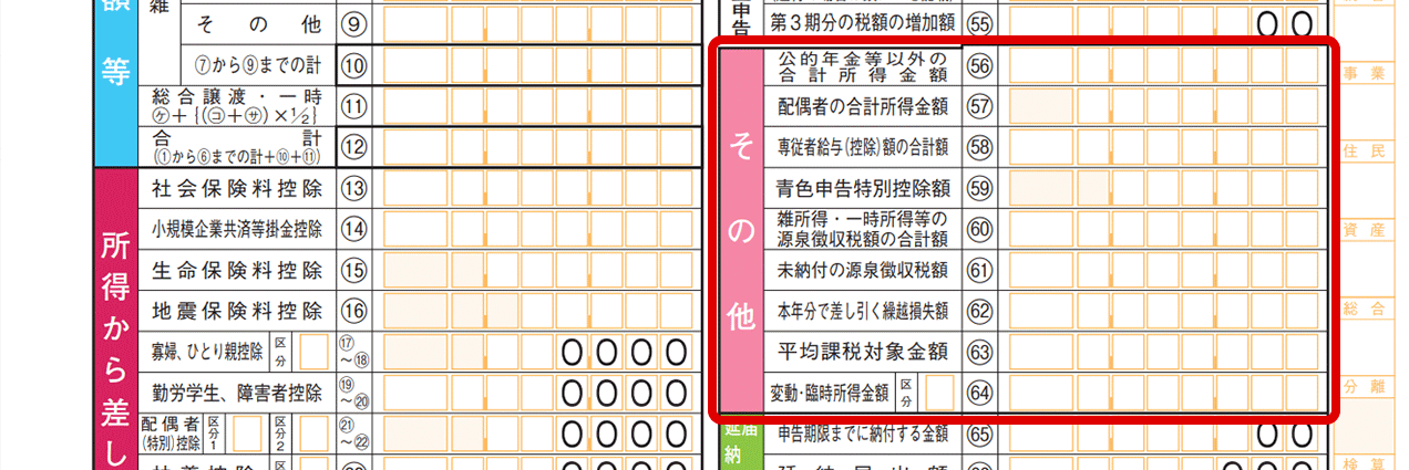 確定申告書の記入例