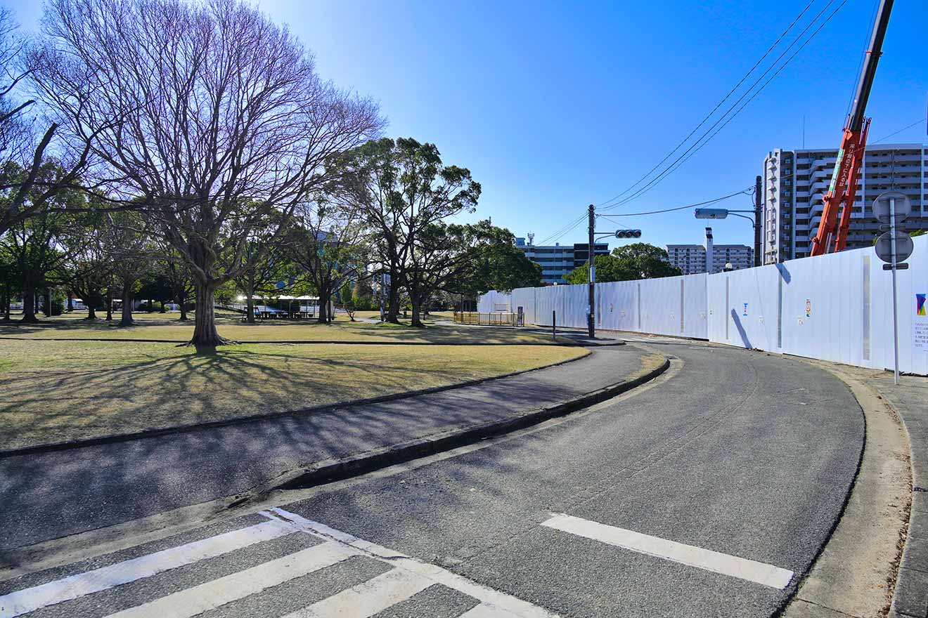 道路の基盤整備が進められている貝塚公園周辺