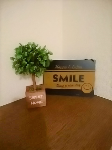 コーナーに小物や緑を置いてみました