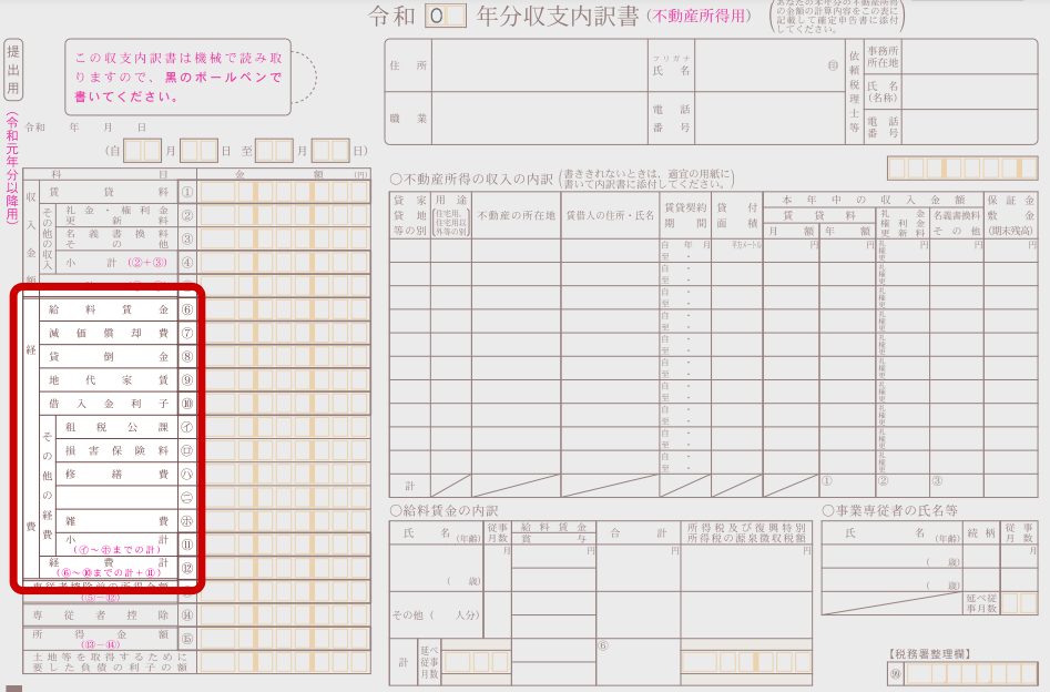 収支内訳書