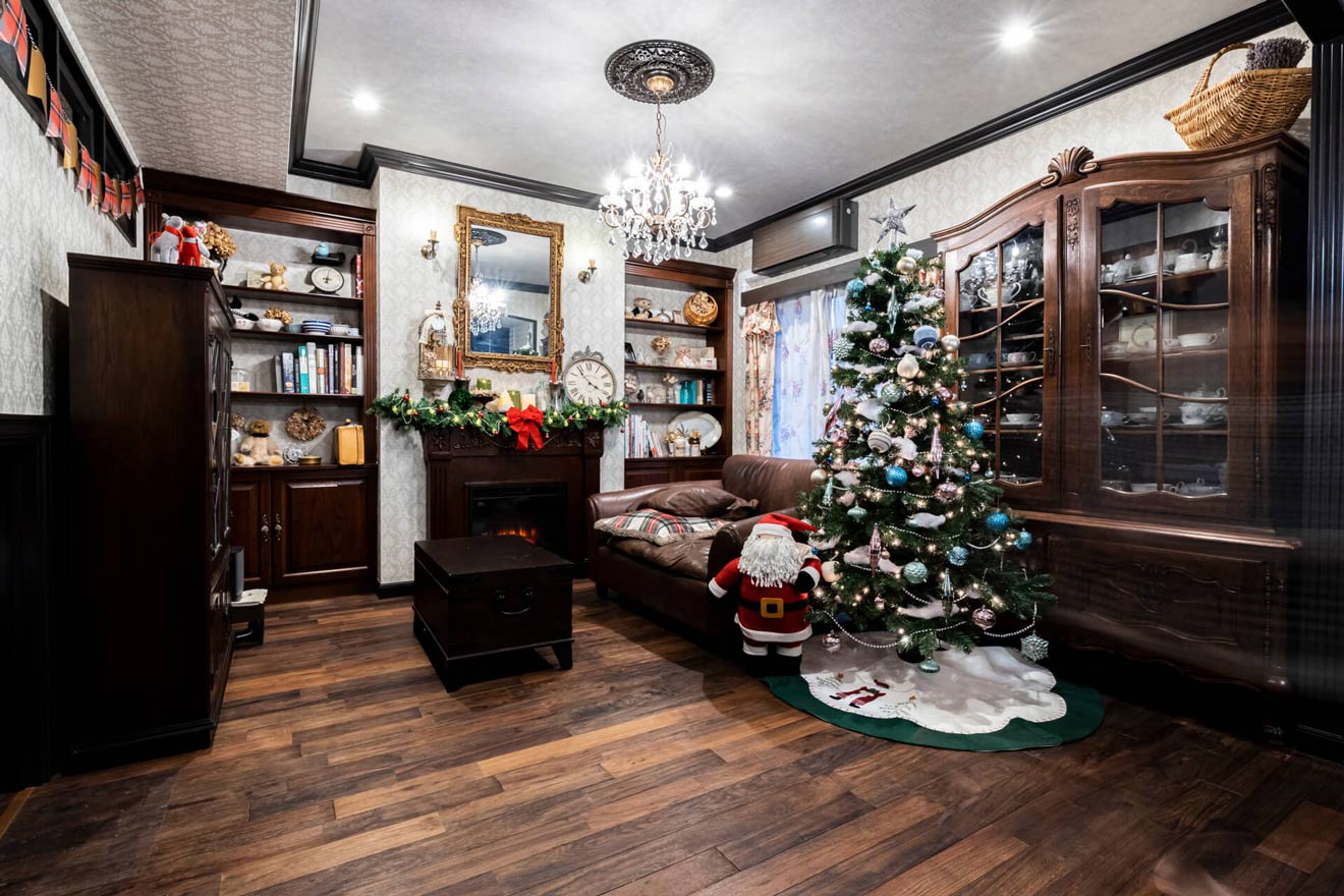 クリスマス仕様のリビング