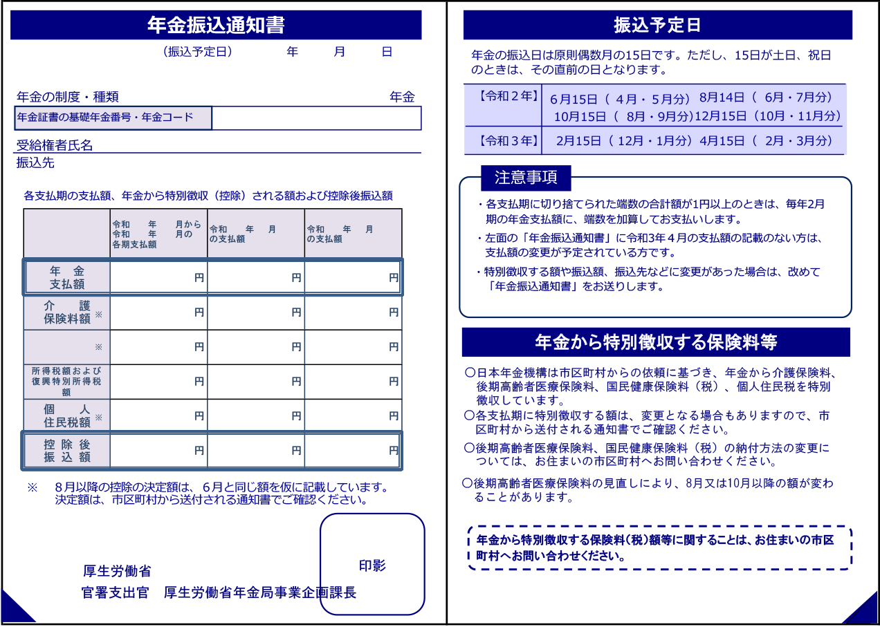 年金振込通知書