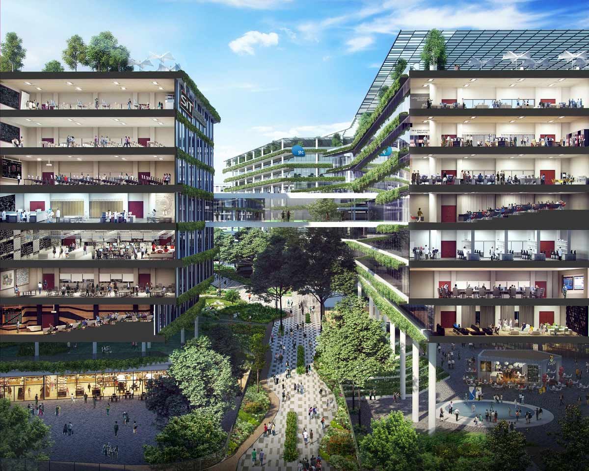 シンガポール工科大学とJTCビジネスパークの完成予想イメージ