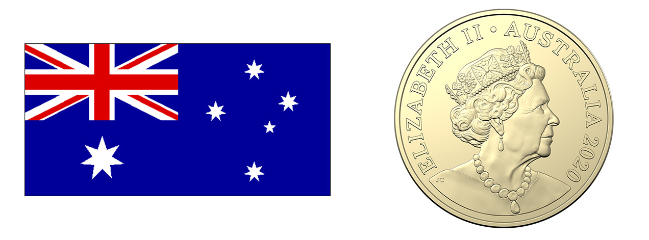 オーストラリア国旗と硬貨