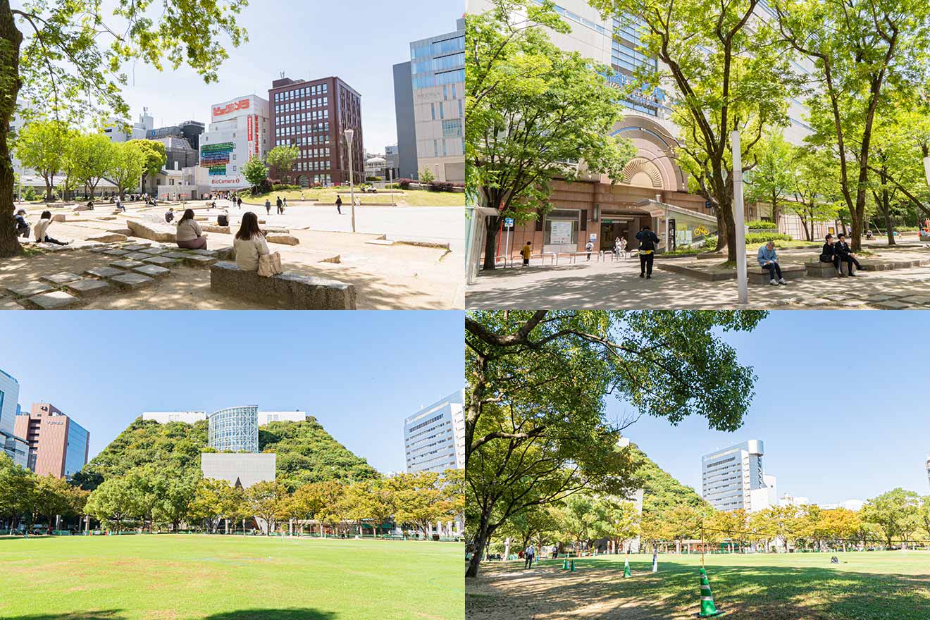 警固公園と天神中央公園
