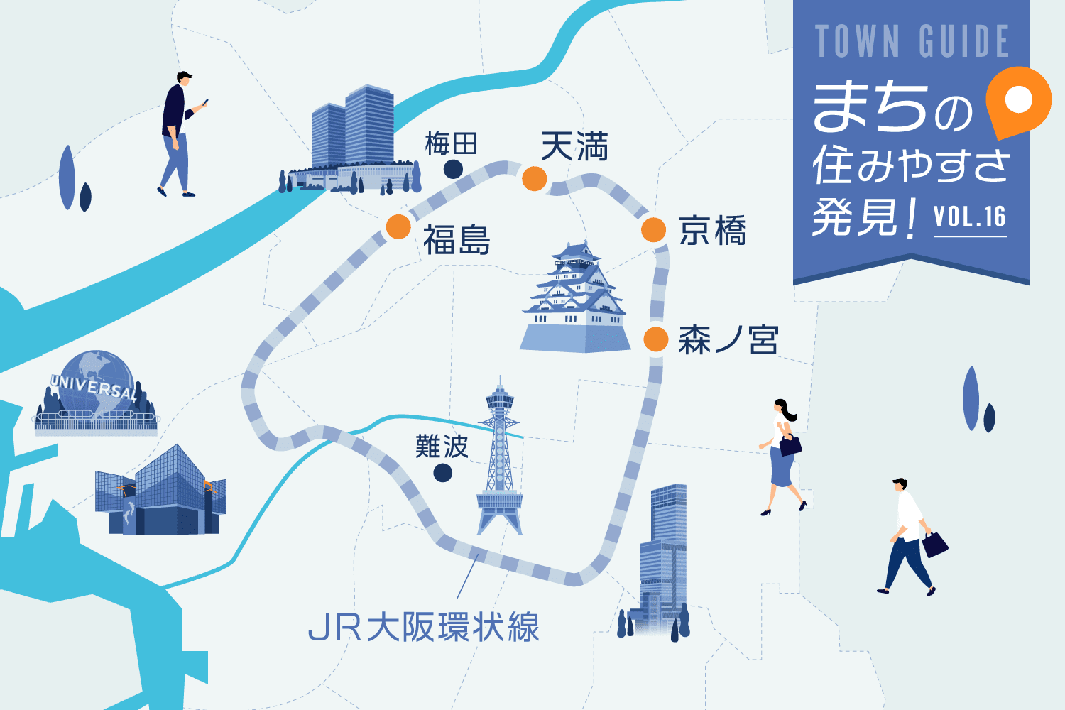 大阪市内の主要エリアをカバー！ JR大阪環状線（福島、天満、京橋、森ノ宮）はアクセス快適＆等身大で過ごせる住環境だった｜まちの住みやすさ発見