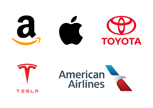 Amazon, Apple, TOYOTA, TESLA, American Airlines
